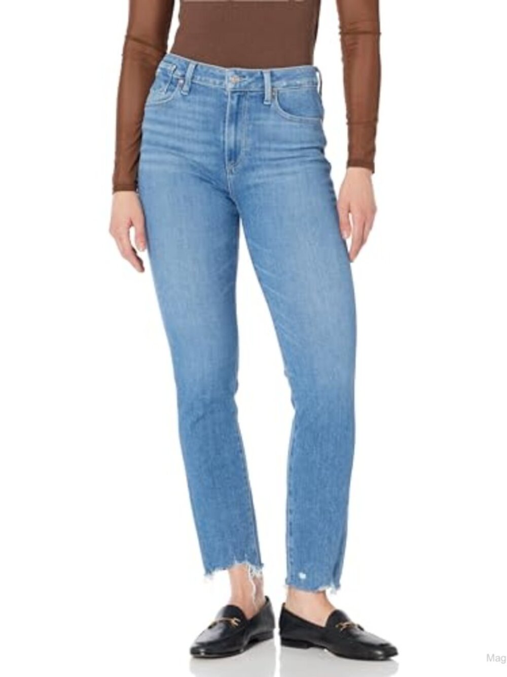High Rise Skinny Stovepipe Jeans Coin Pocket Seam Detail Denim